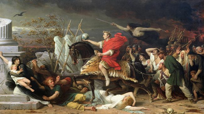Julius Caesar esirleri kaderlerine götürürken. ‘Caesar’ Adolphe Yvon.